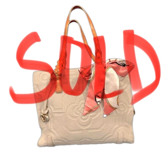 Brighton Handbags - Brighton Floral Embossed Leather Handbag in Gray with Twilly